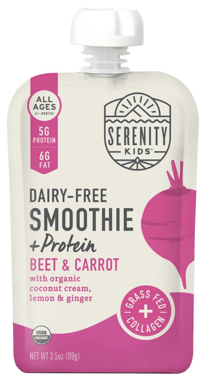 Serenity Kids Organic Beet & Carrot Dairy-Free Smoothie + Protein Baby Food Pouch