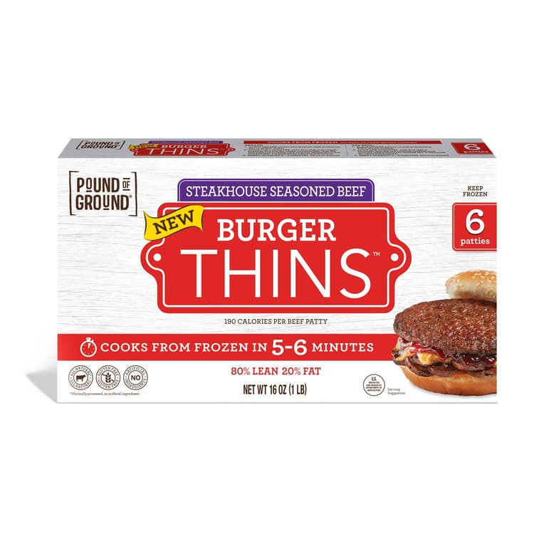 Pound Of Ground Steakhouse Seasoned Beef Burger Thins