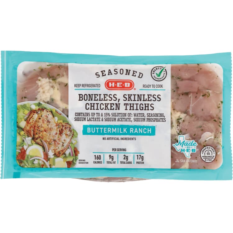 H-E-B Seasoned Boneless Chicken Thighs - Buttermilk Ranch
