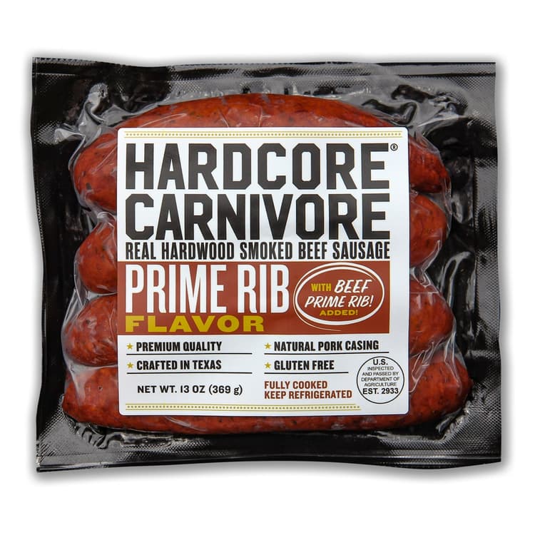Hardcore Carnivore Smoked Beef Sausage Links - Prime Rib Flavor