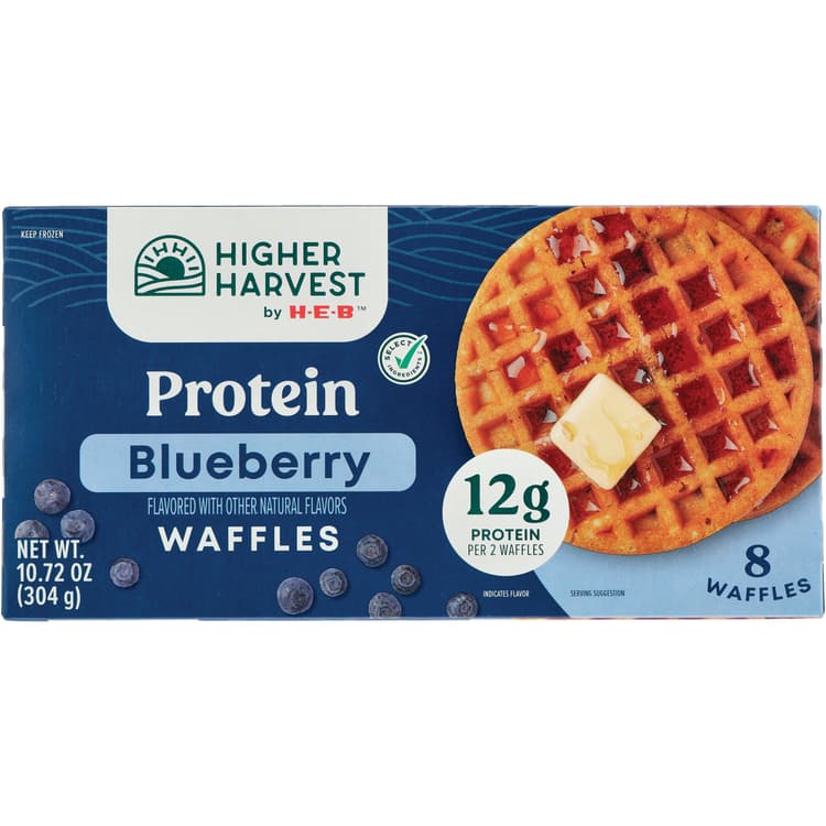 Higher Harvest By H-E-B Protein  Waffles – Blueberry