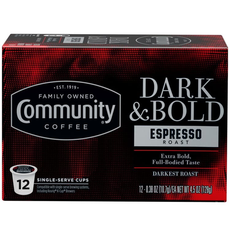 Community Coffee Dark & Bold Espresso Roast Extra Dark Roast Single Serve