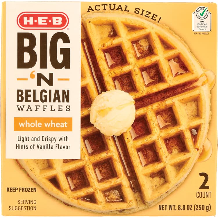 H-E-B Big 'N Belgian  Waffles – Whole Wheat