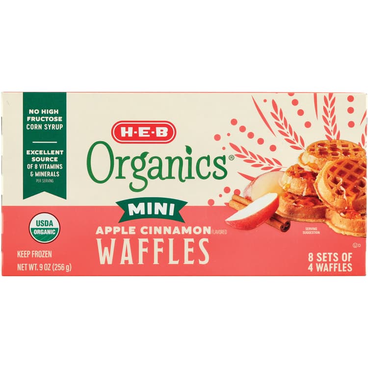 H-E-B Organics Mini  Waffles - Apple Cinnamon