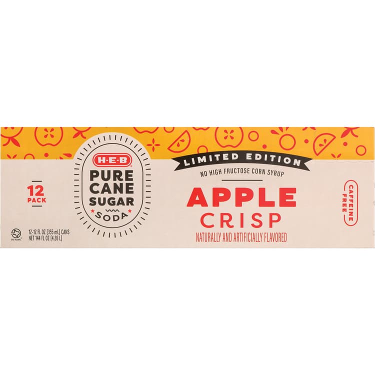 H-E-B Apple Crisp Soda Cans - Pure Cane Sugar