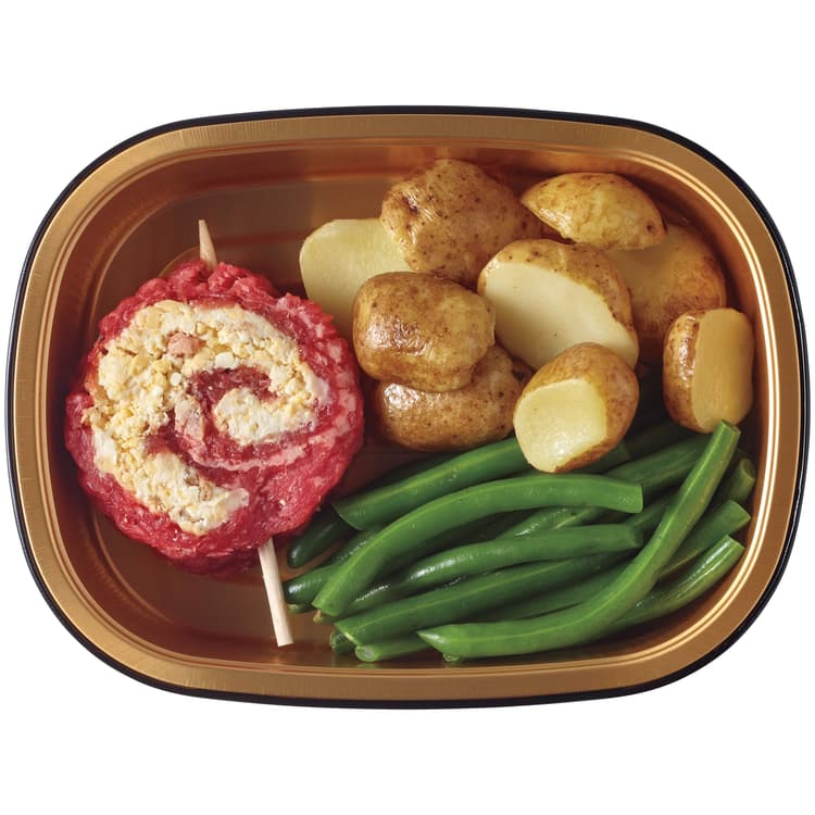 Meal Simple By H-E-B 3 Cheese & Uncured Bacon-Stuffed Beef Flank Steak Pinwheel, Potatoes & Green Beans