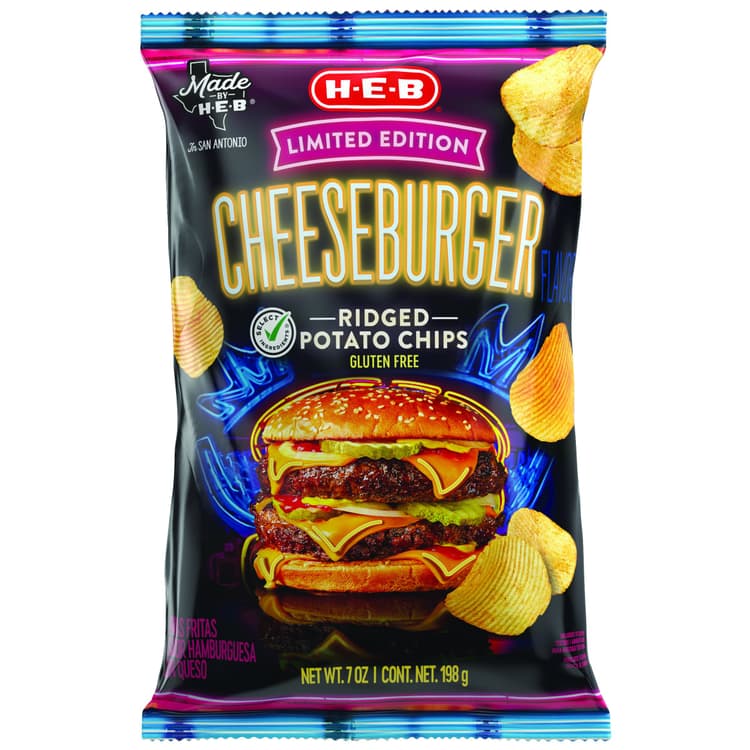 H-E-B Ridged Potato Chips - Cheeseburger