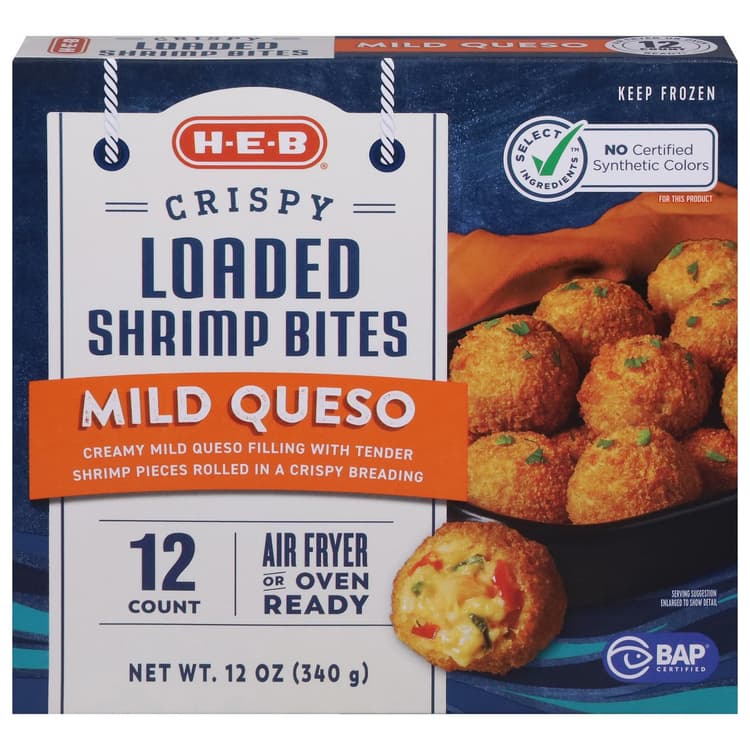 H-E-B  Crispy Loaded Shrimp Bites – Mild Queso