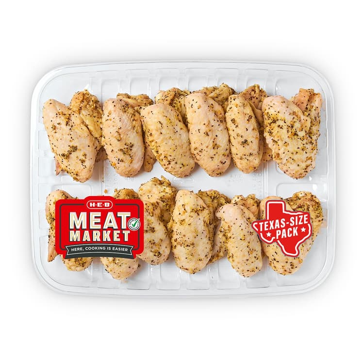 H-E-B Meat Market Marinated Whole Chicken Wings - Garlic Parmesan - Texas-Size