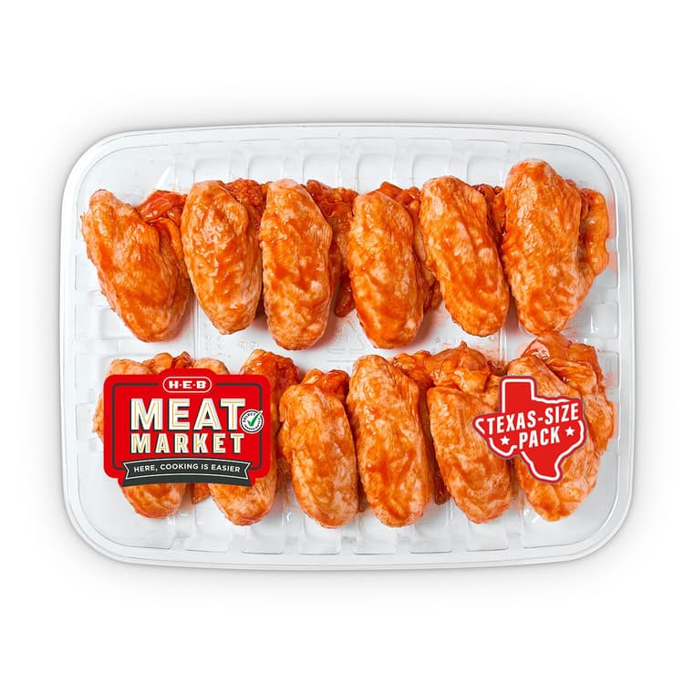 H-E-B Meat Market Marinated Whole Chicken Hot Wings - Texas-Size