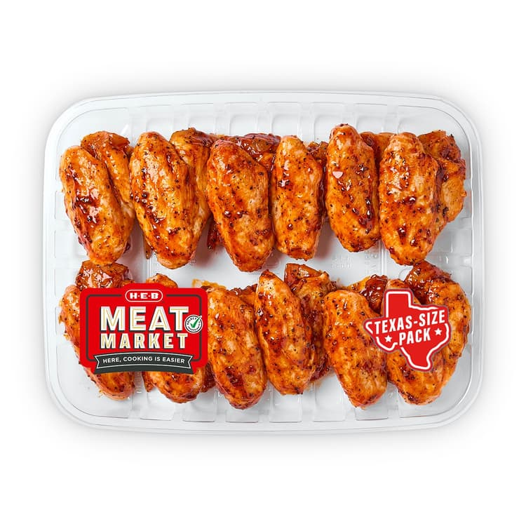 H-E-B Meat Market Marinated Whole Chicken Wings - Smoky Bbq - Texas-Size