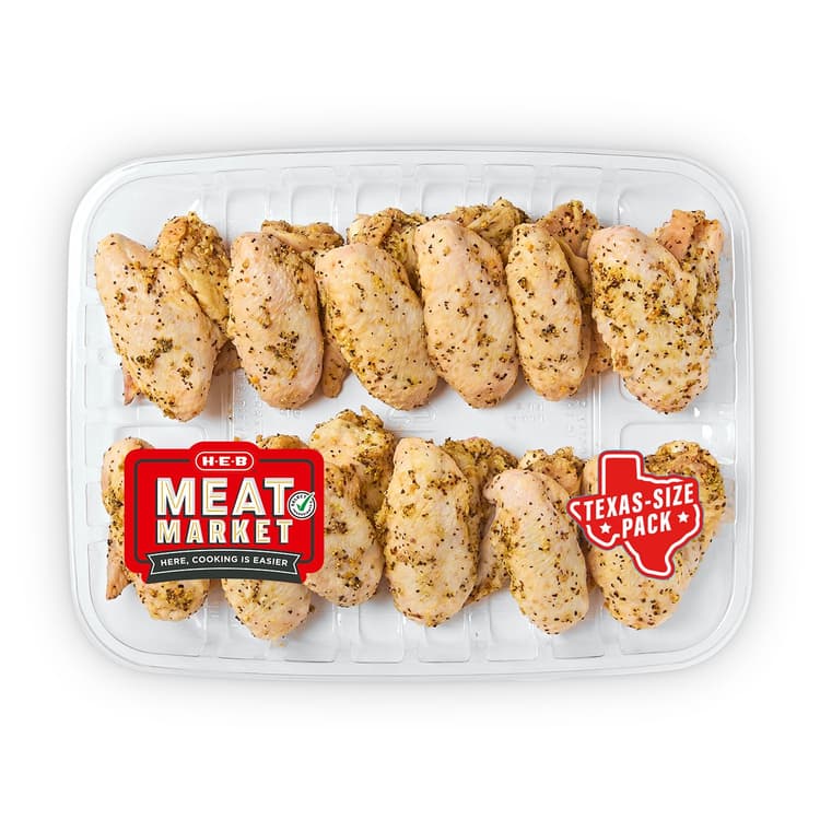 H-E-B Meat Market Seasoned Whole Chicken Wings - Lemon Pepper - Texas-Size