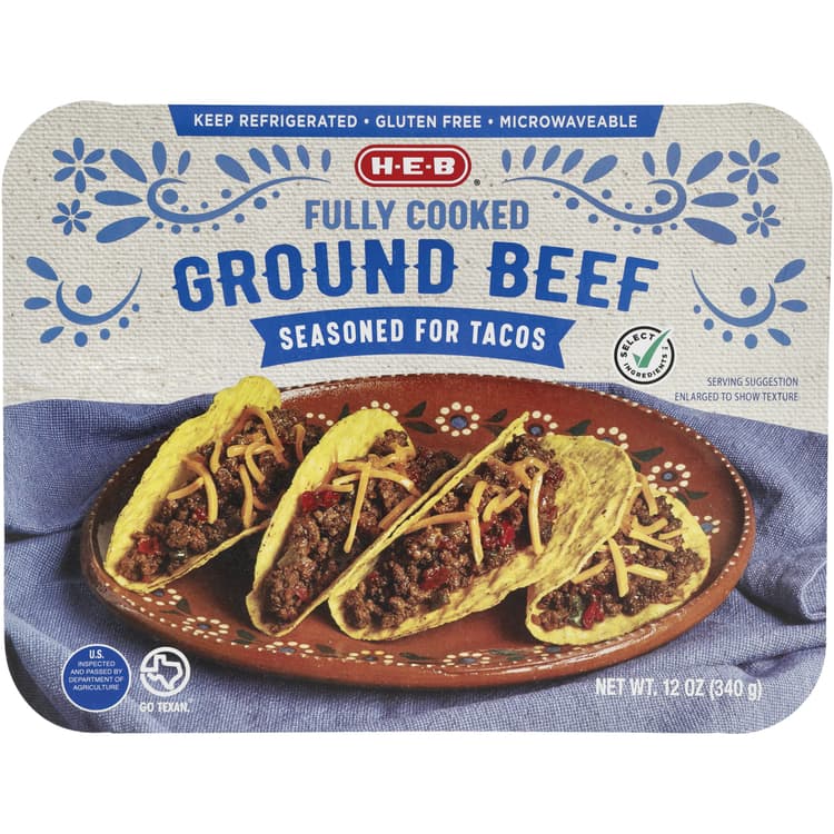 H-E-B Fully Cooked Seasoned Ground Beef For Tacos