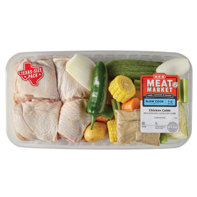 H-E-B Meat Market Caldo Soup Kit - Boneless Chicken Thighs & Vegetables - Texas-Size