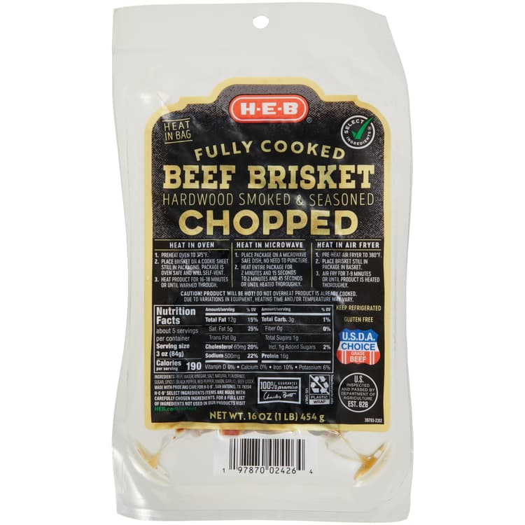 H-E-B Fully Cooked Seasoned Chopped Beef Brisket