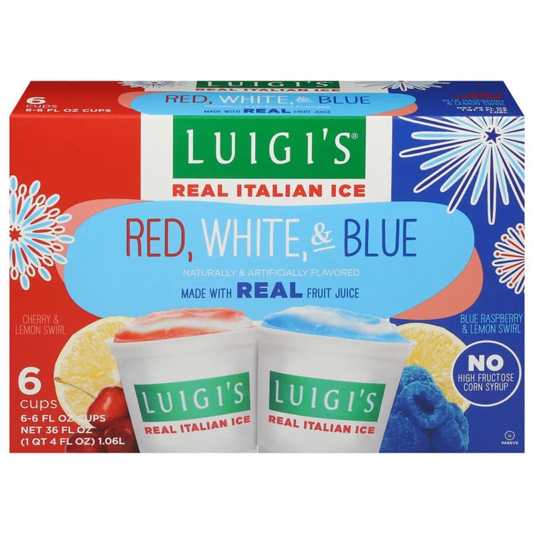 Luigis Real Italian Ice Cherry/Blue Raspberry Lemon Swirl