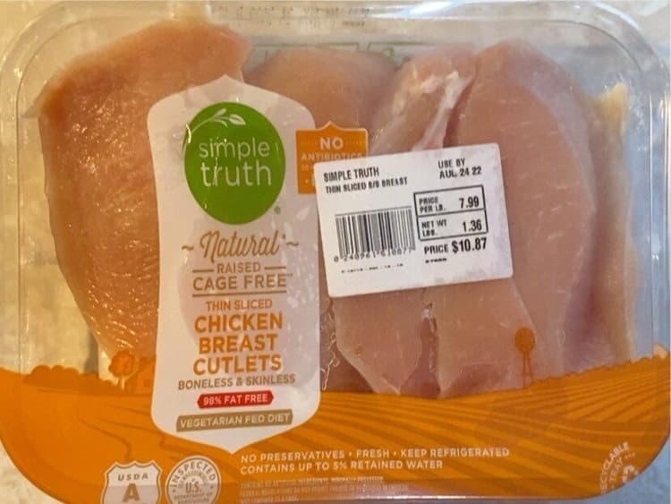 Simple Truth Natural Raised Cage Free Thin Sliced Chicken Breast Cutlets