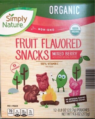 Simply Nature Organic Mixed Berry Fruit Flavored Snacks, 12 Pouches