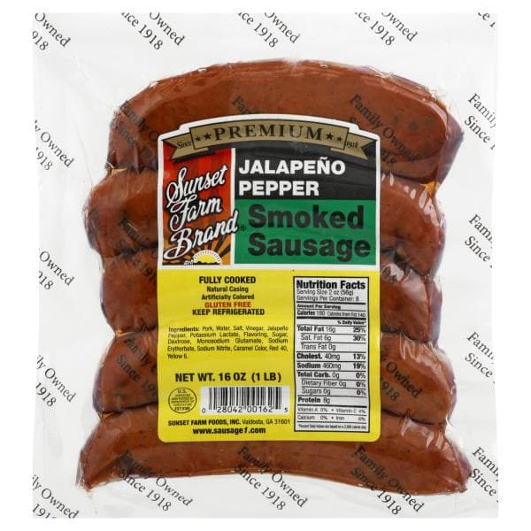 Sunset Farm Brand Smoked Sausage, Jalapeno Pepper