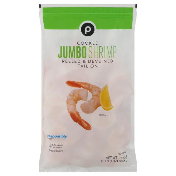 Publix Cooked Shrimp, Jumbo, 16/20 Shrimp/Lb, Responsibly Sourced, Farmed