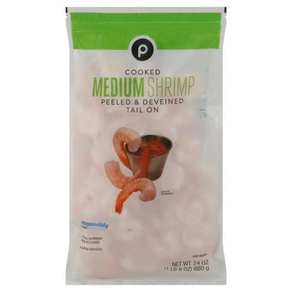 Publix Cooked Shrimp, Medium, 41-50 Shrimp/Lb, Responsibly Sourced, Farmed