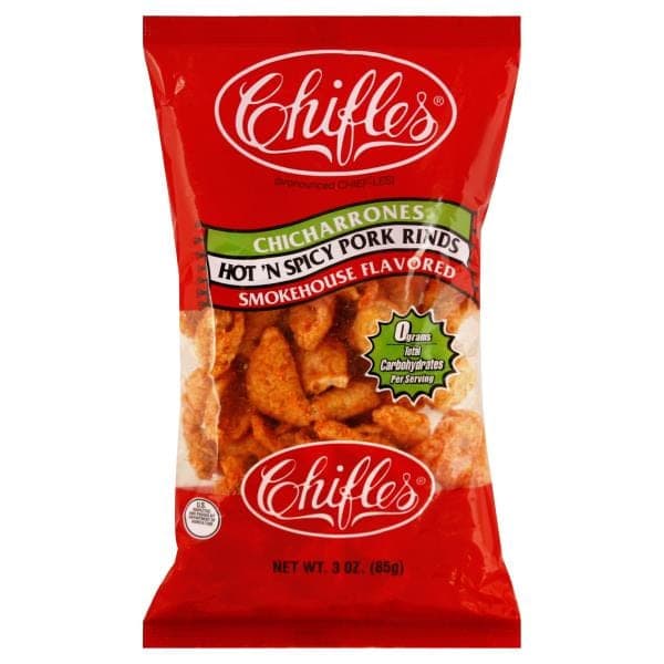 Chifles Pork Rinds, Hot 'N Spicy, Chicharrones, Smokehouse Flavored