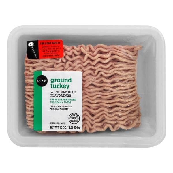 Publix Fresh Ground Turkey, 93% Lean Usda-Inspected