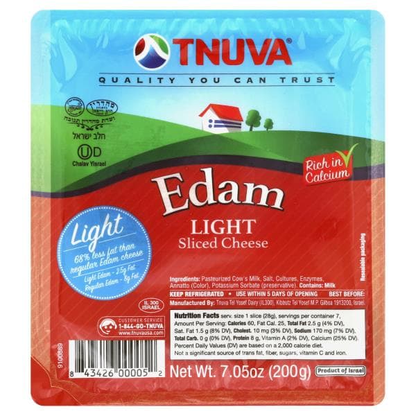 Tnuva Cheese, Sliced, Edam, Light