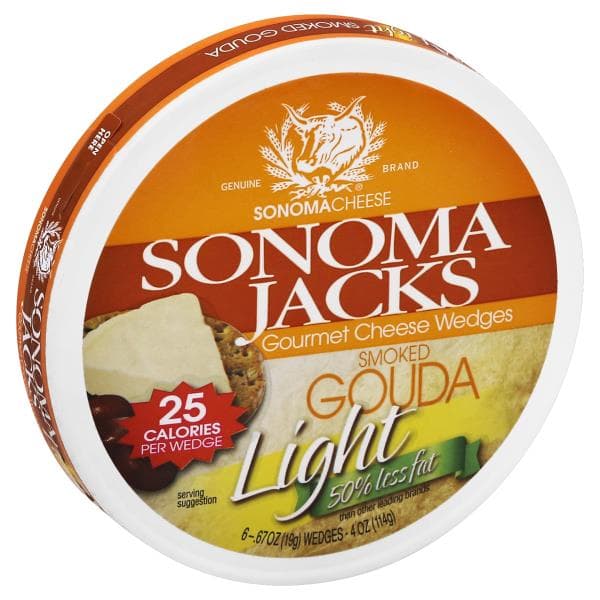 Sonoma Jacks Cheese, Wedges, Smoked Gouda, Light