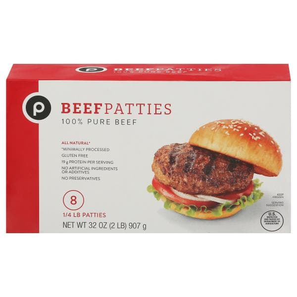 Publix Beef Patties, 100% Pure Beef