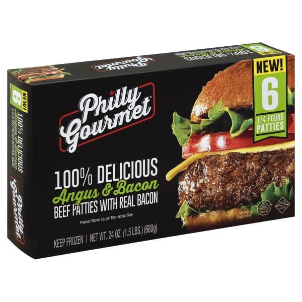 Philly Gourmet Beef Patties, Angus & Bacon