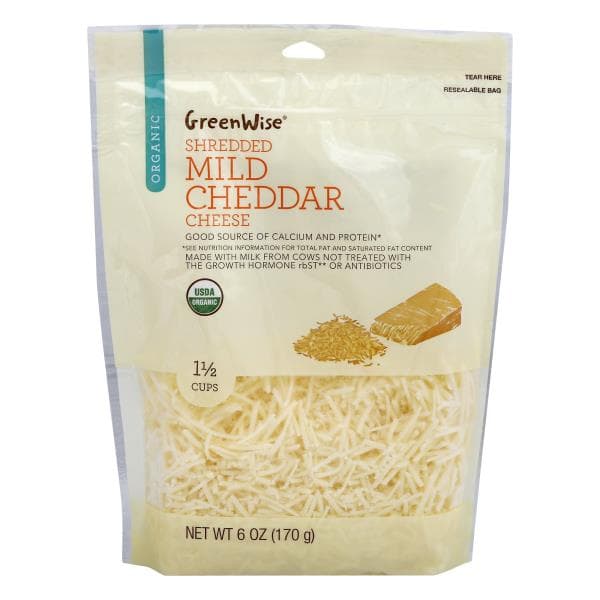 Greenwise Organic Mild Cheddar, Shredded Cheese