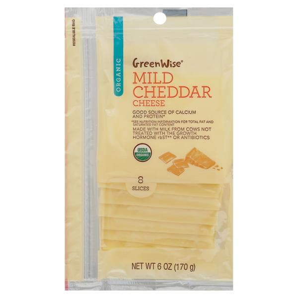 Greenwise Organic Mild Cheddar, Sliced Cheese
