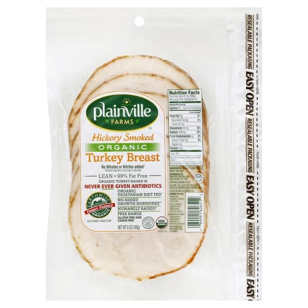 Plainville Farms Turkey Breast, Organic, Hickory Smoked
