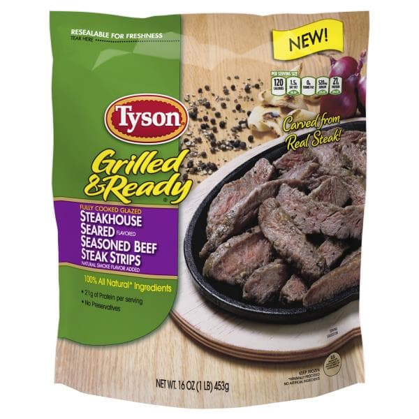 Tyson Grilled & Ready Fully Cooked Steakhouse Seasoned Beef Steak Strips