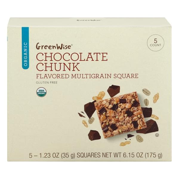 Greenwise Multigrain Square, Organic, Chocolate Chunk Flavored