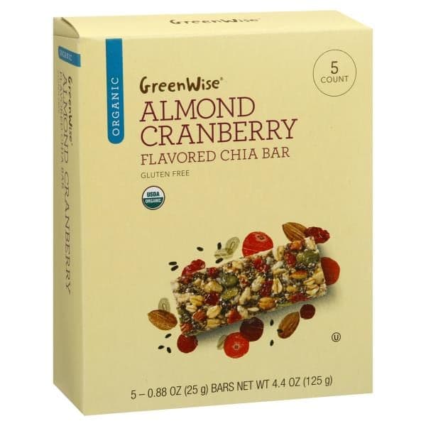 Greenwise Organic Almond Cranberry Flavored Chia Bar