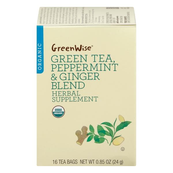 Greenwise Green Tea, Organic, Peppermint & Ginger Blend