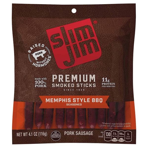 Slim Jim Smoked Sticks, Premium, Memphis Style Bbq Seasoned