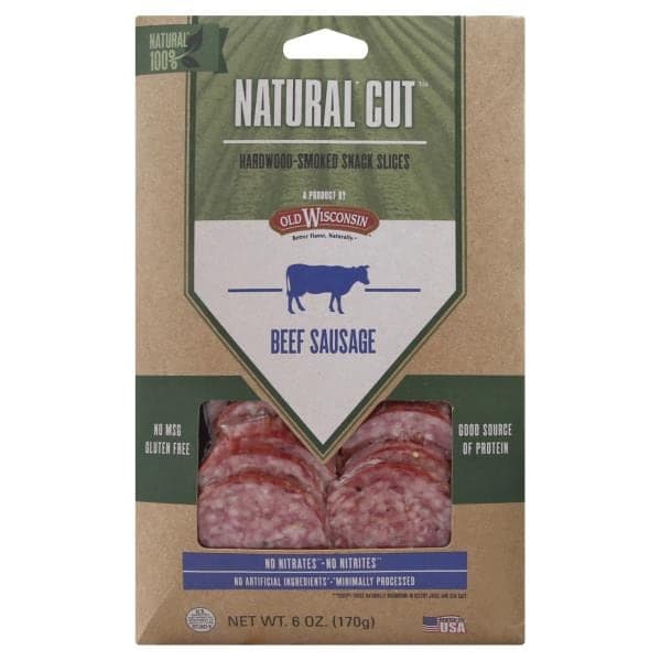 Old Wisconsin Natural Cut Beef Sausage, Hardwood-Smoked, Snack
