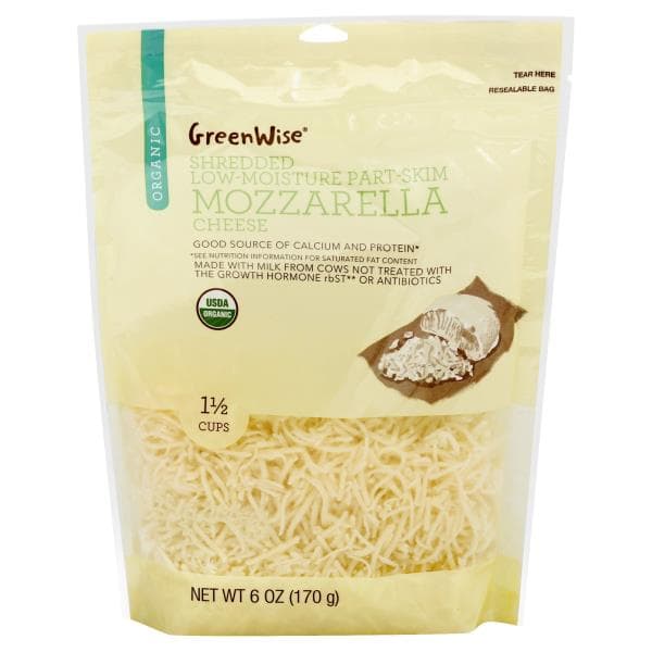 Greenwise Organic Low-Moisture Part Skim Mozzarella, Shredded Cheese