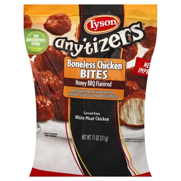 Tyson Anytizers Chicken Bites, Honey Bbq Flavored, Boneless