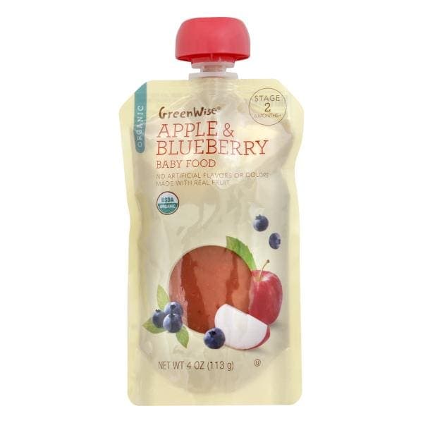 Greenwise Baby Food, Organic, Apple & Blueberry, Stage 2 (6 Months+