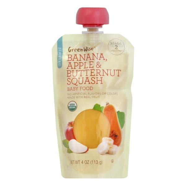 Greenwise Baby Food, Organic, Banana, Apple & Butternut Squash, Stage 2 (6 Months+
