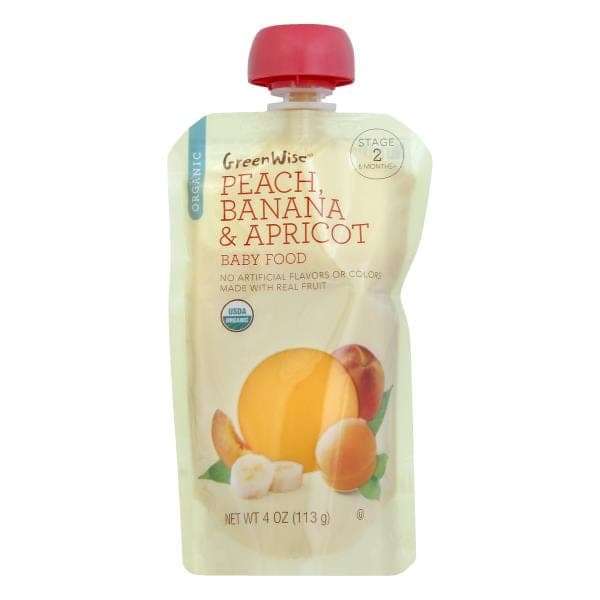 Greenwise Baby Food, Organic, Peach, Banana & Apricot, Stage 2 (6 Months+
