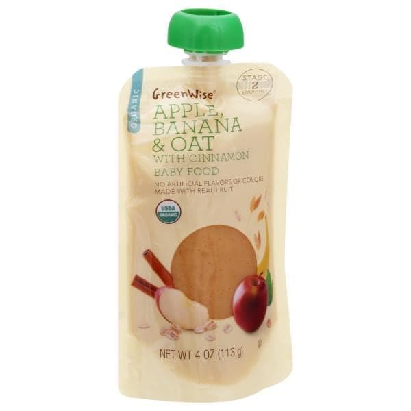 Greenwise Baby Food, Organic, Apple, Banana & Oat With Cinnamon, Stage 2 (6 Months+