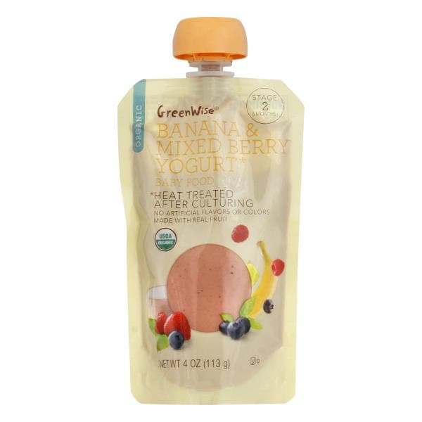 Greenwise Baby Food, Organic, Banana & Mixed Berry Yogurt, Stage 2 (6 Months+