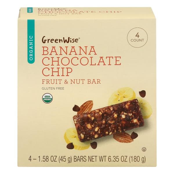 Greenwise Fruit & Nut Bar, Organic, Banana Chocolate Chip
