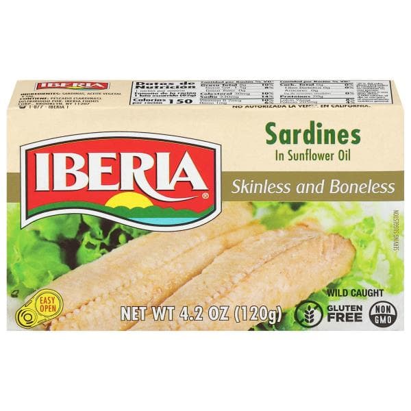 Iberia Sardines In Sunflower Oil, Skinless And Boneless