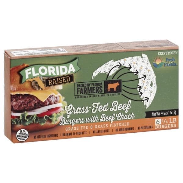 Florida Raised Burgers, With Beef Chuck, Grass-Fed Beef